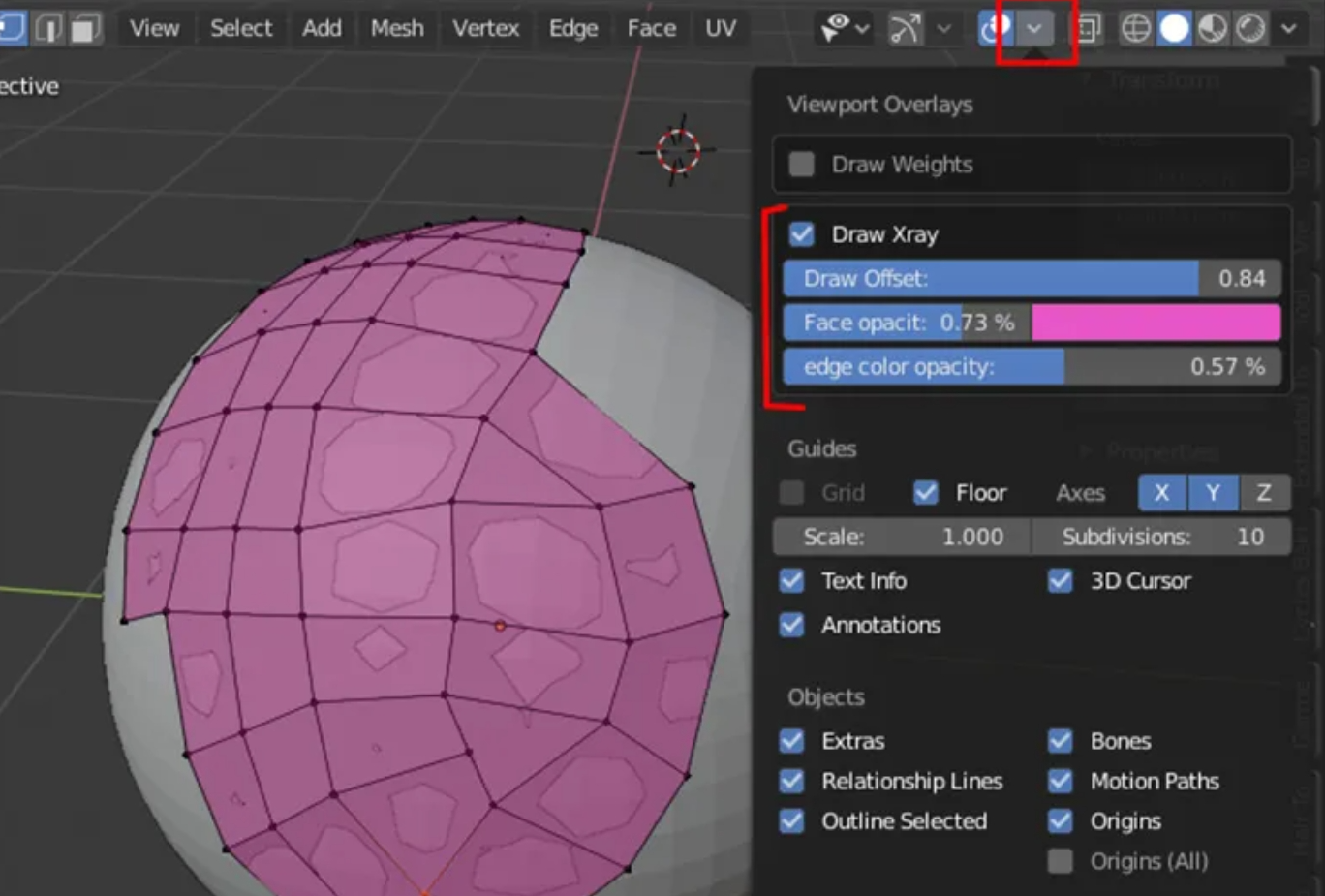 Blender顶部面片选择插件 – Draw Xray v3.8插图 Blender顶部面片选择插件 – Draw Xray v3.8