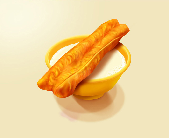 PS制作精致的豆浆油条早餐图标缩略图