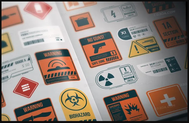 2K科幻标志图案贴花贴图合集-Sign Decals Vol.1插图 2K科幻标志图案贴花贴图合集-Sign Decals Vol.1