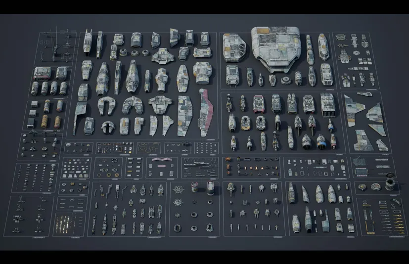 宇宙飞船舰队 BigMediumSmall – Modelshop Greebles插图1 宇宙飞船舰队 BigMediumSmall – Modelshop Greebles