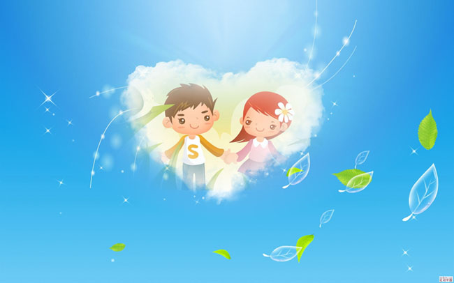 PS三步快速合成心形卡通情侣图缩略图