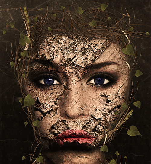 PS合成杂草丛生的美女头像缩略图