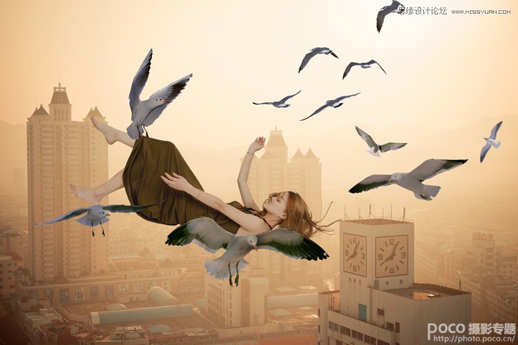 PS合成被鸟儿托起的女孩儿缩略图