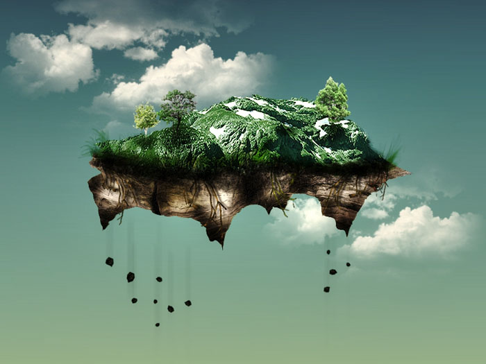 PS合成一座漂移的大陆缩略图