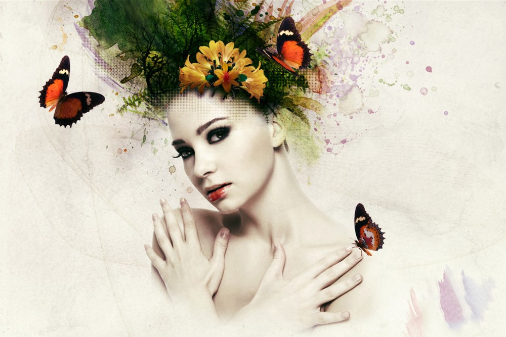 PS合成一个水彩渲染的美女缩略图