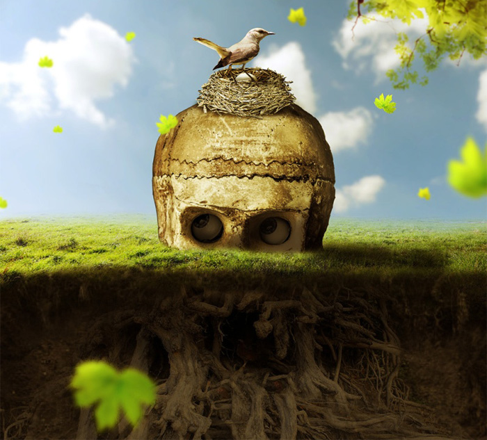 PS合成一个怪诞抽象的骷髅头场景缩略图