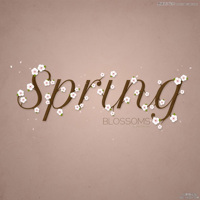 PS制作漂亮浪漫的樱花字体缩略图