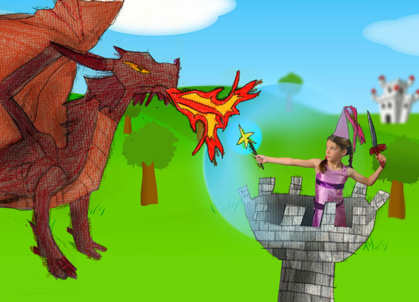 PS图像合成小女孩打怪兽缩略图