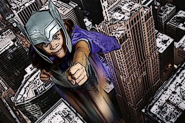 PS合成漫画效果的小小女超人缩略图