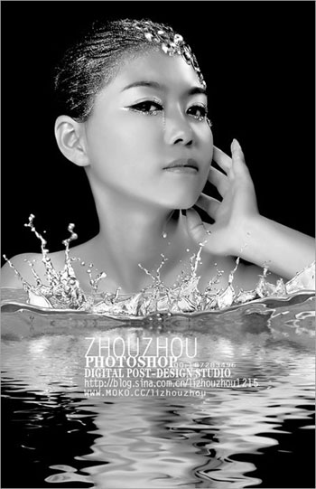 PS制作人物水中倒影的黑白效果图缩略图