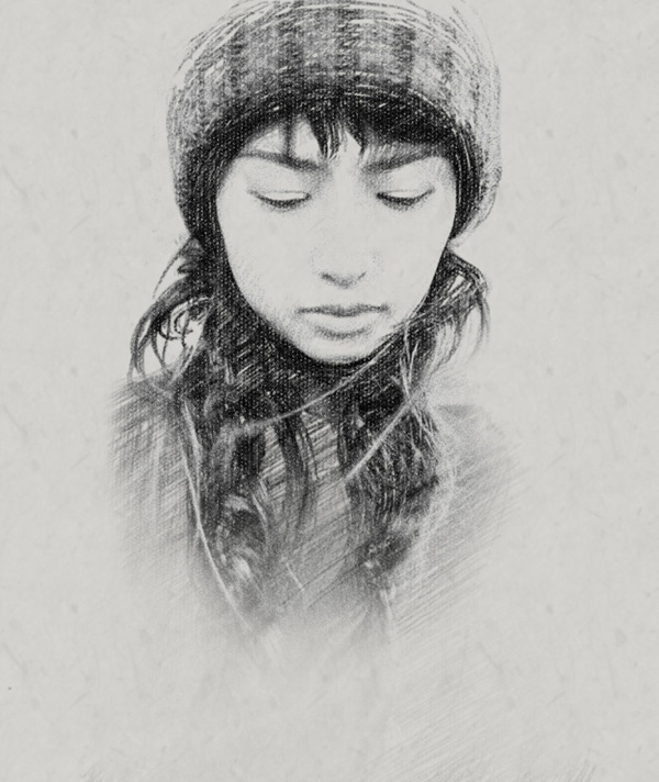 PS将美女转成素描效果缩略图