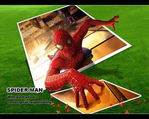 PS特效实例：制作蜘蛛侠爬出照片的效果缩略图